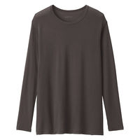 無印良品 メンズ　紳士 脇に縫い目のない なめらか クルーネック長袖Ｔシャツ 紳士Ｍ ブラウン 良品計画