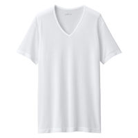 無印良品 メンズ　紳士 脇に縫い目のない なめらか Ｖネック半袖Ｔシャツ 紳士Ｍ 白 良品計画