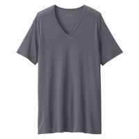 無印良品 メンズ　紳士 脇に縫い目のない なめらか Ｖネック半袖Ｔシャツ 紳士Ｍ チャコールグレー 良品計画