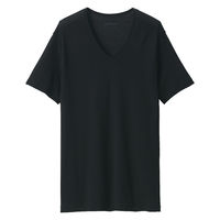 無印良品 メンズ　紳士 脇に縫い目のない なめらか Ｖネック半袖Ｔシャツ 紳士Ｌ 黒 良品計画