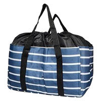 オカザキ ショッピングバッグ ボーダー柄 244589 1セット(40個入:1個入×40)（直送品）