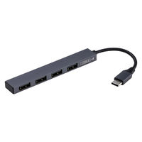 ナカバヤシ USB2.0 TypeーC 4ポートハブ 極薄極細 グレー UH-C2584GY 1個