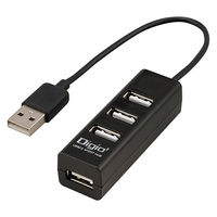 ナカバヤシ USB2.0 4ポートハブ 15cm ブラック UH-2604BK 1個