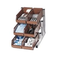 遠藤商事 スマートオーガナイザー 3段2列(6ヶ入) ブラウン 62-6523-95 1ケース(6個)（直送品）