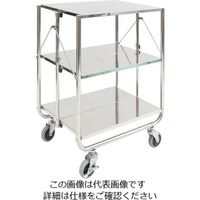 遠藤商事 ステンレス 折りたたみ収納ワゴン 大 1個 62-6590-92（直送品）