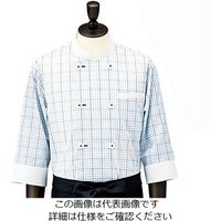 遠藤商事 チェック コックシャツ・スタンドカラー ブルー S SBK4101 1枚 62-6634-55（直送品）
