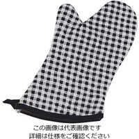 遠藤商事 チェック布製オーブンミット(左右1組) ブラック 63-5697-38 1個（直送品）