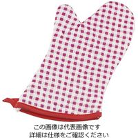遠藤商事 チェック布製オーブンミット(左右1組) レッド 63-5697-40 1個（直送品）