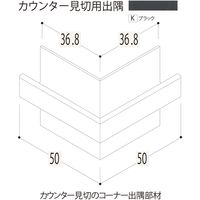 【建築資材・浴室用パネル】フクビ化学工業 樹脂系バスパネル部材　カウンター見切用出隅　ブラック 1梱包（5個入）（直送品）