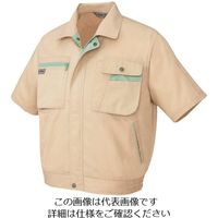 アイトス 半袖ブルゾン(男女兼用) ライトベージュ×グリーン S 5321-002-S 1着 143-1236（直送品）