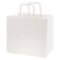 シモジマ 手提げ紙袋　Ｈフラットチャームバッグ　平手 300ー1 白無地 003277135 1袋（50枚入）