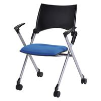 TOKIO ネスティング・スタッキングチェア 肘付 ブルー 1箱(4脚入)  並行 垂直 ミーティングチェア キャスター付き（取寄品）