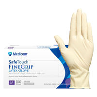 メディコムジャパン セーフタッチ ファイングリップ ラテックスグローブ パウダーフリー M JL101225C 1箱(100枚入)