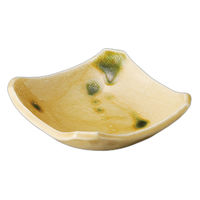 アースモス 黄瀬戸手描角小皿(2個入り) tri-274106918 1セット(2個入)（直送品）