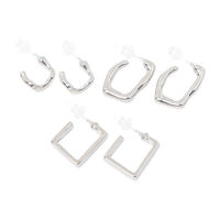 カーブフープ樹脂ポストピアス6点セット シルバー LAKOLE/ラコレ