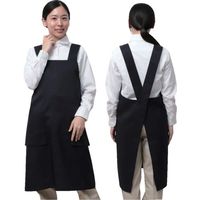 岡潮 ワンステップエプロン (ポリエステル100%) 8123 黒色 1枚(1着) 612-6133（直送品）