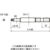 近江 六角6.35 溝13差込 へクスウェーブビット T6 全長65 段付φ2.5x15 V21T-T6-65-2.5 807-1998（直送品）