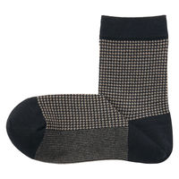 良品計画 無印良品 レディース 婦人 足なり直角 履き口やわらか 千鳥柄ショート丈靴下 口ゴムなし 23～25cm