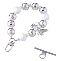 スマホストラップ 大玉ビーズ ハンドストラップ 手首 落下防止 おしゃれ シルバー P-STHBESV エレコム 1個（直送品）