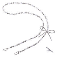 スマホストラップ リボンパールビーズ ショルダー 首掛け おしゃれ シルバー P-STSDH1BERSV エレコム 1個（直送品）