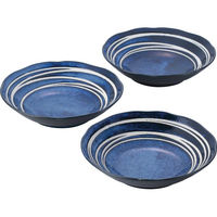 山正各務陶器 花紺 カレー皿3枚セット 25-6366-552 1箱（直送品）