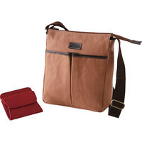 オフィススリーワークス 日本製柿渋染ショルダーバッグ・革財布セット 25-6368-769 1箱（直送品）