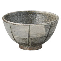 アースモス 黒銀彩ハケ目立線飯碗(小) tri-314365605 1セット(1個入)（直送品）