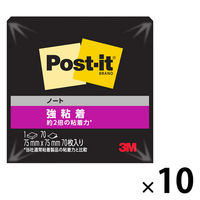 スリーエム(3M) ポストイット ふせん 付箋 強粘着 ノート 75mm×75mm ブラック 654SS-BK 1セット（1冊×10）