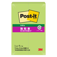 スリーエム(3M) ポストイット ふせん 付箋 強粘着 ノート 75mm×25mm ライトグリーン 500SS-LE 1パック（2冊入）×5