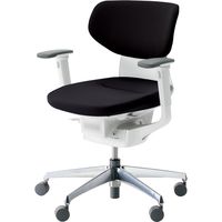 【組立設置込】コクヨ イング クッション ラテラル 可動肘 アルミ脚 ポリキャスター WH×ブラック 1脚（直送品）