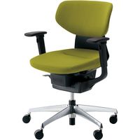 【組立設置込】コクヨ イング クッション ラテラル 可動肘 アルミ脚 ポリキャスター BK×ライトオリーブ 1脚（直送品）