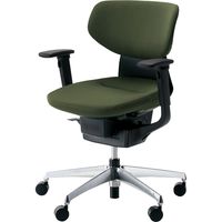 【組立設置込】コクヨ イング クッション ラテラル 可動肘 アルミ脚 ポリキャスター BK×ディープグリーン 1脚（直送品）