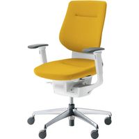 【組立設置込】コクヨ イング クッション バーチカル 可動肘 アルミ脚 ポリキャスター WH×オリーブイエロー 1脚（直送品）