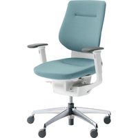 【組立設置込】コクヨ イング クッション バーチカル 可動肘 アルミ脚 ポリキャスター WH×アッシュターコイズ 1脚（直送品）