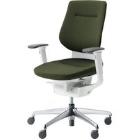 【組立設置込】コクヨ イング クッション バーチカル 可動肘 アルミ脚 ポリキャスター WH×ディープグリーン 1脚（直送品）