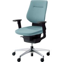 【組立設置込】コクヨ イング クッション バーチカル 可動肘 アルミ脚 ポリキャスター BK×アッシュターコイズ 1脚（直送品）