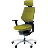 【組立設置込】コクヨ イング クッション ヘッドレスト 可動肘 アルミ脚 ポリキャスター BK×ライトオリーブ 1脚（直送品）