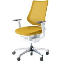 【組立設置込】コクヨ イング メッシュ バーチカル 可動肘 アルミ脚 ポリキャスター WH×オリーブイエロー 1脚（直送品）