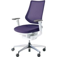 【組立設置込】コクヨ イング メッシュ バーチカル 可動肘 アルミ脚 ポリキャスター WH×ディープパープル 1脚（直送品）