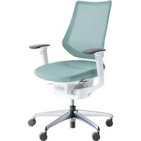 【組立設置込】コクヨ イング メッシュ バーチカル 可動肘 アルミ脚 ポリキャスター WH×アッシュターコイズ 1脚（直送品）