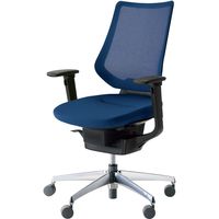 【組立設置込】コクヨ イング メッシュ バーチカル 可動肘 アルミ脚 ポリキャスター BK×ネイビー 1脚（直送品）