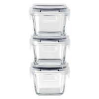 耐熱ガラス 3P 保存容器 スクエア 150ｍL 1個（3個セット） 電子レンジ・食洗器対応 シービージャパン