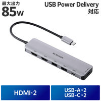 ドッキングステーション タイプC ハブ 6in1 HDMI×2 USB-C USBハブ DST-M060BPSV エレコム 1個（直送品）