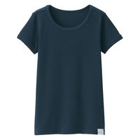無印良品 キッズ フライス編みクルーネック半袖Ｔシャツ(インナー) １４０ ネイビー 良品計画