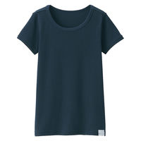 無印良品 キッズ フライス編みクルーネック半袖Ｔシャツ(インナー) １３０ ネイビー 良品計画
