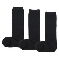 無印良品 キッズ 足なり直角 ハイソックス（３足組） １５～１９ｃｍ 黒 良品計画