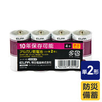 朝日電器 アルカリ乾電池 単2形 10年保存 防災 LR14-AD4SBS 1パック(4本入)