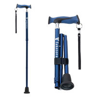 竹虎 バンブーステッキ 折りたたみ杖 ネイビー 104961 1本