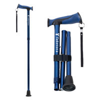 竹虎 バンブーステッキワイド 折りたたみ杖 ネイビー 104992 1本