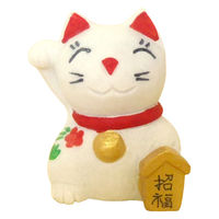 いよせき 招き猫〈右手あげ〉置物 60×50×H70mm 漢白玉 アラバスター 011318-r 1個（直送品）